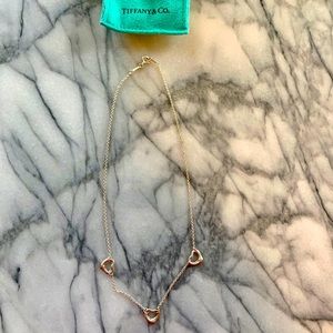 Tiffany Elsa Peretti 3 Open Heart Necklace